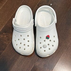 CROCS Kids White Sandals with Strawberry Accent